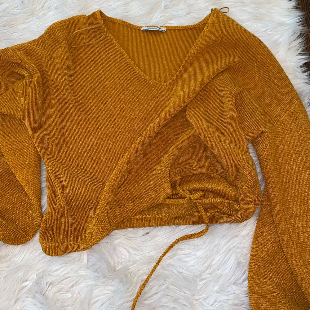 Orange/gold size small long  Zara tie crop top.
